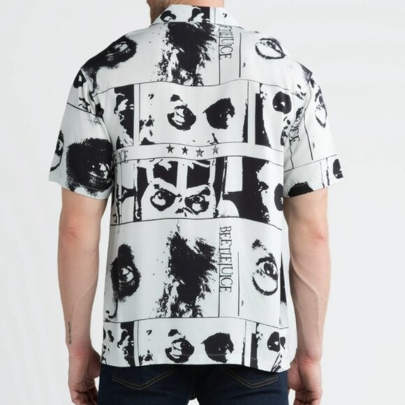 BEETLEJUICE Men's 3XL Button Front shirt-Nostalgic Movie Summer Hawaiian Comfy - Picture 2 of 2